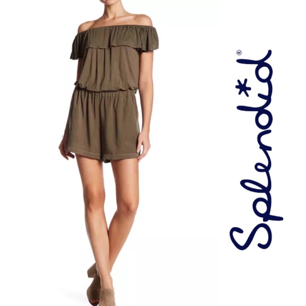 Splendid Womens Off‑The‑Shoulder Stretch Romper XL